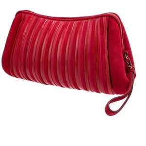 Salvatore Ferragamo Ruby Red Suede & Leather Clutch